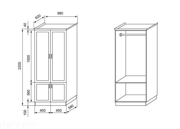 Шкаф 2 дверный Бук+тополь