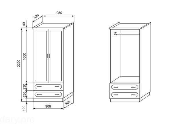Шкаф 2 дверный Бук+тополь
